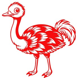 剪纸风格的鸵鸟