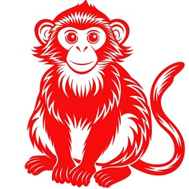 剪纸风格的长鼻猴