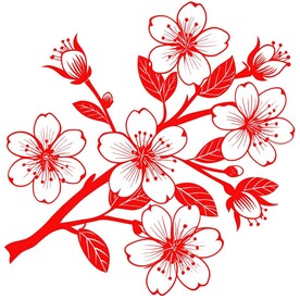 剪纸风格的樱花