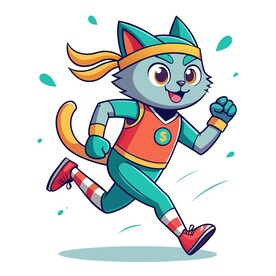 穿着运动服跑步的猫