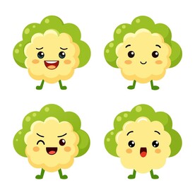 多个不同表情的卡通花菜集合