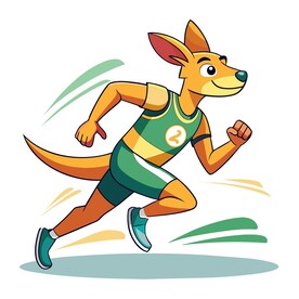 穿着运动服跑步的袋鼠