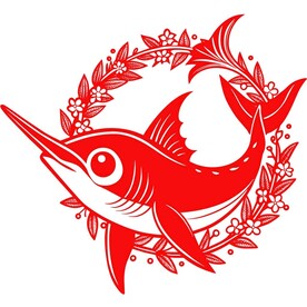 剪纸风格的剑鱼