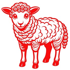 剪纸风格的绵羊