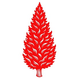 剪纸风格的柏树