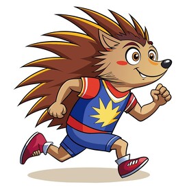 穿着运动服跑步的刺猬鼠