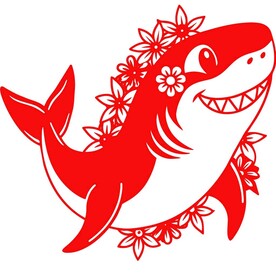剪纸风格的鲨鱼