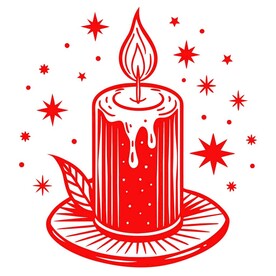 剪纸风格的蜡烛