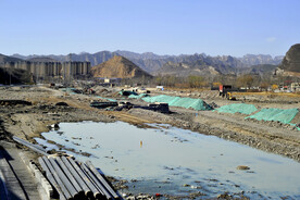 大石河河床施工现场