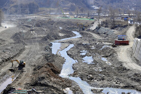 大石河河床施工现场
