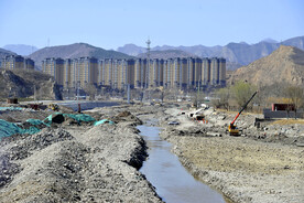 大石河河床施工现场
