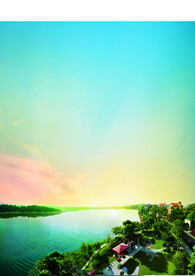 蓝天白云湖景图