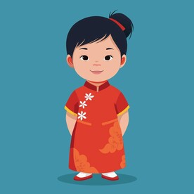 穿报春花花纹的国风旗袍6月大小