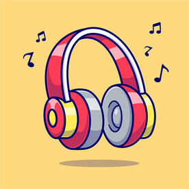 矢量卡通耳机