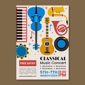 矢量音乐乐器元素海报