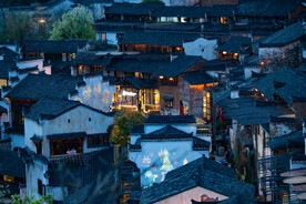 婺源篁岭夜景图片