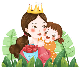 感恩母亲插画免扣素材