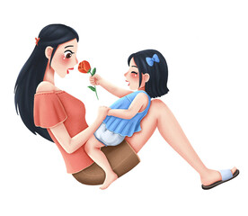 母亲节插画免扣素材