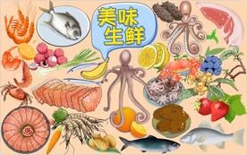 美味生鲜PSD美食餐饮背景墙