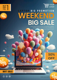 电脑周末钜惠PSD海报模板