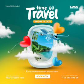 航空旅行正方形宣传海报