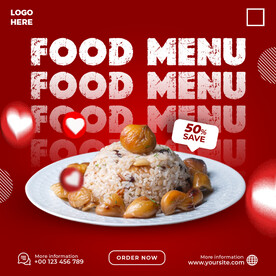 红色风格美食折扣主图模板