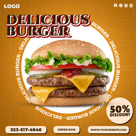 新品汉堡折扣促销主图模板