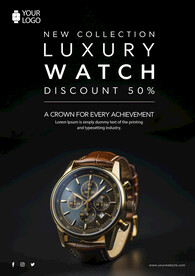 新品男士腕表折扣促销海报