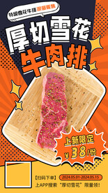 牛排美食手机海报