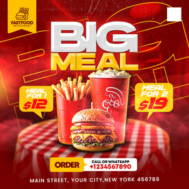 新品汉堡薯条快餐促销主图模板