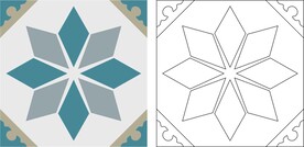 拼花地砖线稿花纹