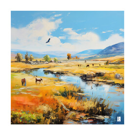 蒙古特色草原油画