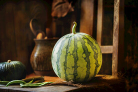 桌子上的西瓜图片