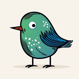 可爱小鸟卡通画儿童插画