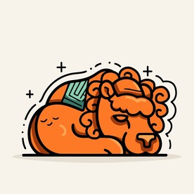 可爱狮子卡通画儿童插画