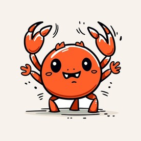 可爱螃蟹卡通画儿童插画