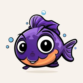 可爱金鱼卡通画儿童插画