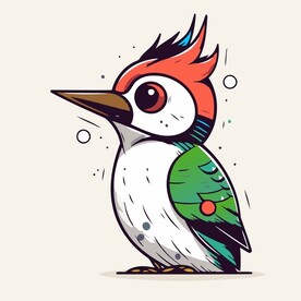 可爱啄木鸟卡通画儿童插画