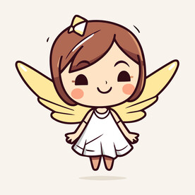 有趣天使卡通绘画儿童插画