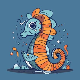 有趣海马卡通儿童插画