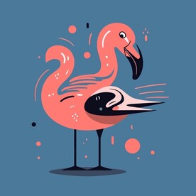 有趣火烈鸟小鸟卡通儿童插画