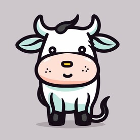 有趣奶牛卡通儿童插画