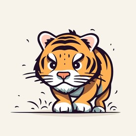 有趣老虎卡通儿童插画