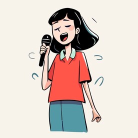 有趣爱唱歌的女孩卡通儿童插画