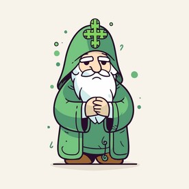 有趣老魔法师卡通儿童插画