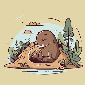 有趣海狸卡通儿童插画