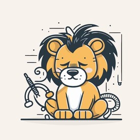 有趣狮子卡通儿童插画