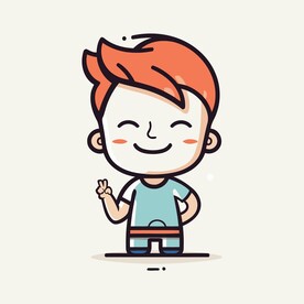 有趣红发男孩卡通儿童插画