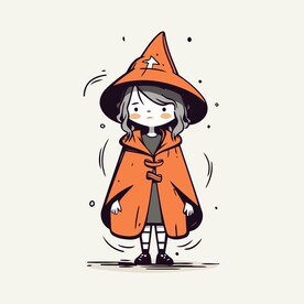 有趣魔女卡通儿童插画