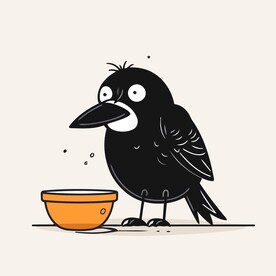 有趣乌鸦喝水卡通儿童插画